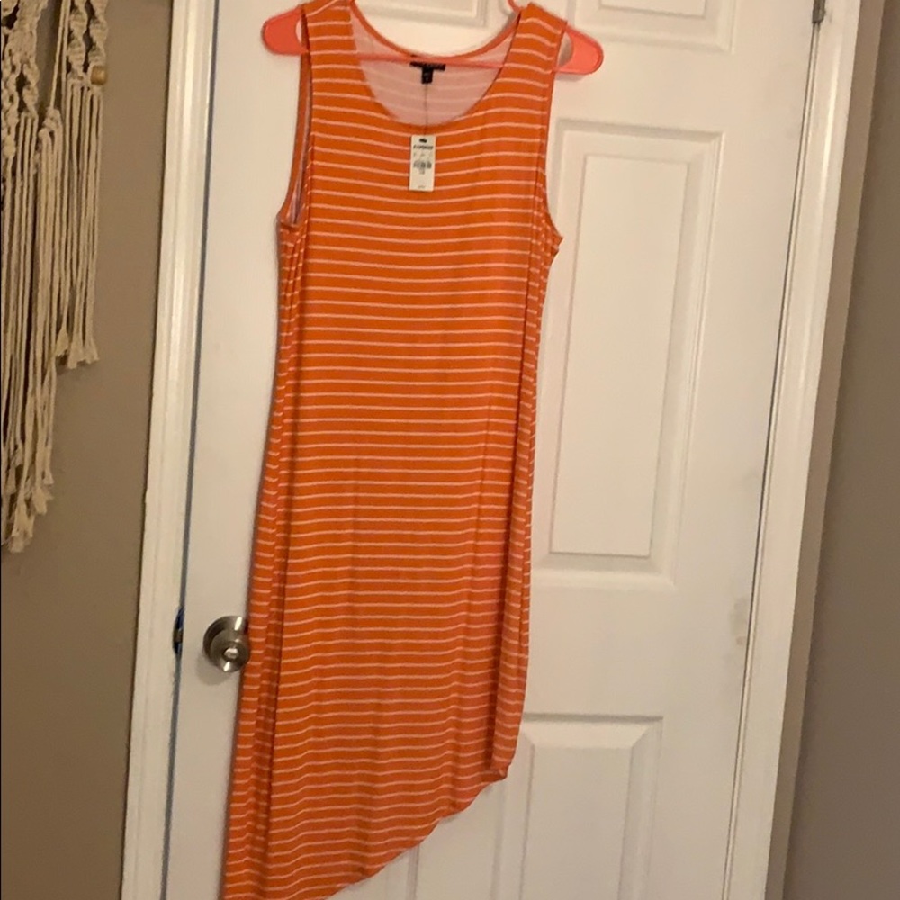 Orange and peach stripped dress